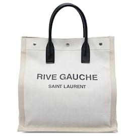 Tote North South Rive Gauche in tela marrone Saint Laurent