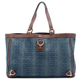 Blaue Gucci Denim Interlocking G Abbey D-Ring Tote
