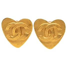 Orecchini a cerchio a cuore Chanel CC placcati oro