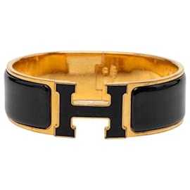 Pulseira Hermès Wide Enamel Clic Clac H PM preta