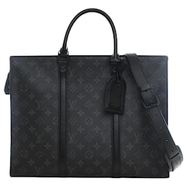 Borsa orizzontale Louis Vuitton Monogram Eclipse nera con cerniera