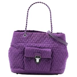 Borsa Tote con catena Prada Impuntu Tessuto viola