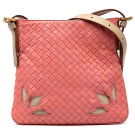 Borsa a tracolla in nappa Intrecciato rosa Bottega Veneta