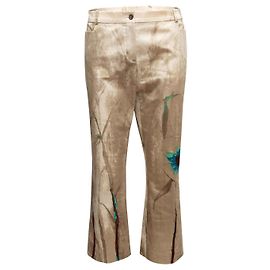 Céline Pantalones con motivos florales pintados Champagne & Multicolor Celine Talla FR 44