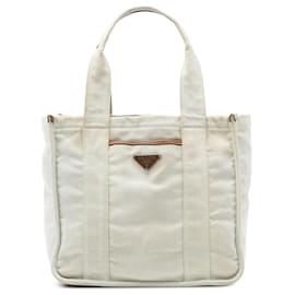 Tote in tela Canapa bianco Prada