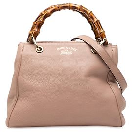 Bolso bandolera Gucci Small Calfskin Bamboo Shopper rosa
