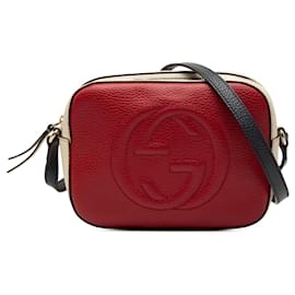 Borsa a tracolla Gucci Soho Disco in pelle tricolore rossa, piccola