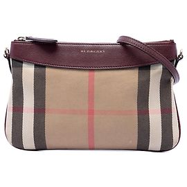 Borsa a tracolla Peyton in tela House Check marrone Burberry