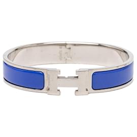 Blue Hermès Narrow Enamel Clic H Bracelet GM