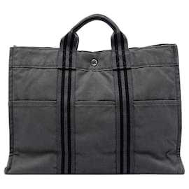 Hermès Canvas Fourre Tout MM Tote Bag in Grau