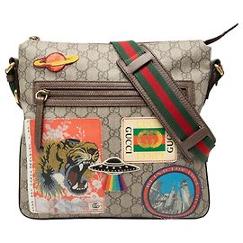 Borsa a tracolla Gucci GG Supreme Web beige