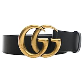 Breiter Gucci GG Marmont Kalbsleder-Gürtel in Schwarz