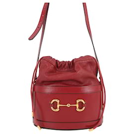 Borsa a secchiello Gucci Horsebit 1955 in pelle di vitello rossa