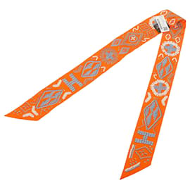 Pañuelo Twilly de seda Hermès Kelly En Perles Naranja