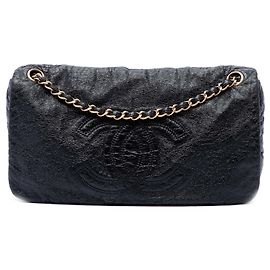 Borsa a tracolla Chanel Medium in vinile nero Rock and Chain