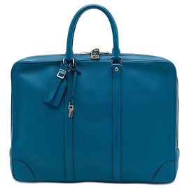 Blauer Louis Vuitton Porte Documents Voyage Business Bag aus genarbtem Kalbsleder