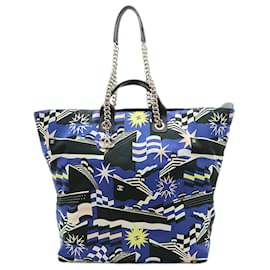 Borsa Tote La Pausa Bay in tela grande blu Chanel