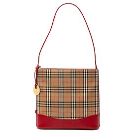 Borsa a tracolla in tela Burberry Haymarket Check beige