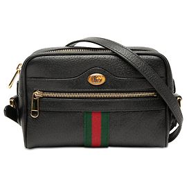 Mini bandolera Gucci Web Ophidia en piel de becerro negra