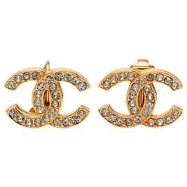 Orecchini a clip Chanel CC placcati oro e strass dorati