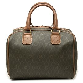 Bolso Boston de lona revestida con motivo de panal marrón Dior