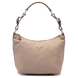 Borsa a tracolla Prada Tessuto con bordi Saffiano marrone