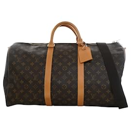Borsa da viaggio marrone Louis Vuitton Monogram Keepall Bandouliere 50