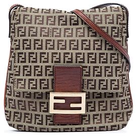 Borsa a tracolla Fendi Zucchino in tela marrone