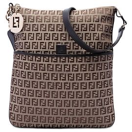 Borsa a tracolla Fendi Zucchino in tela beige