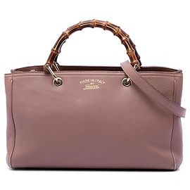Bolsa Shopper Gucci Medium em couro de vitelo Bamboo rosa