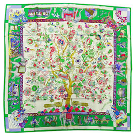 Sciarpa in seta Hermès Fantaisies Indiennes 90 verde