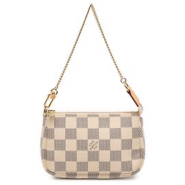 Borsa a mano Mini Pochette Accessoires in Damier Azur bianco Louis Vuitton