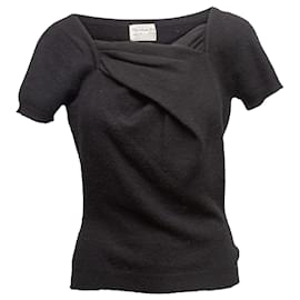 Top de manga corta de cachemira Christian Dior negro vintage, talla US S
