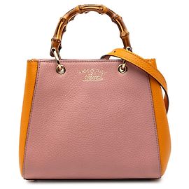 Pink Gucci Mini Bicolor Kalbsleder Bamboo Shopper Satchel