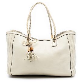 Borsa Tote Bella in pelle bianca di medie dimensioni Gucci