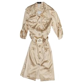 Abito con cintura in seta Champagne Versace Primavera/Estate 2005 Taglia IT 40