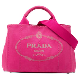 Piccola borsa Prada in tela Canapa rosa con logo