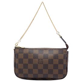 Borsa Louis Vuitton Damier Ebene Mini Pochette Accessoires marrone