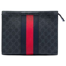 Schwarze Gucci GG Supreme Web Clutch