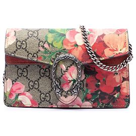 Borsa a tracolla Gucci Mini GG Supreme Blooms beige