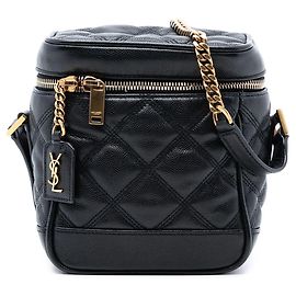 Beauty case Grain de Poudre trapuntato 80s nero Saint Laurent