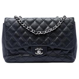 Borsa a tracolla Chanel Jumbo Classic Caviar Single Flap Nera