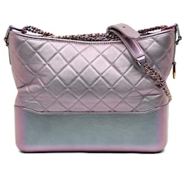 Borsa a tracolla Chanel Gabrielle in pelle di vitello iridescente viola, taglia Medium