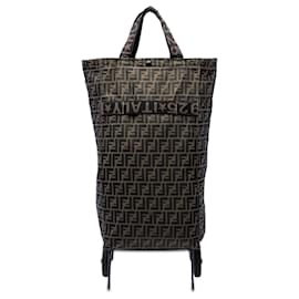Borsa da viaggio pieghevole con ruote Jolly Trailer in tela Zucca marrone Fendi