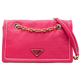 Prada Tessuto Chain Flap Crossbody in Pink