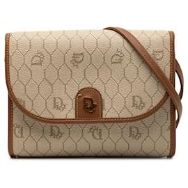 Borsa a tracolla in tela rivestita Dior Honeycomb beige
