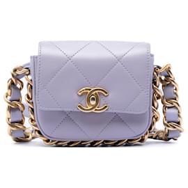 Chanel Mini Quilted Calfskin Framing Chain Flap Umhängetasche Lila