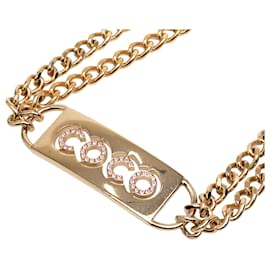Cintura a doppia catena Chanel Gold Plated Strass Coco Plaque Gold