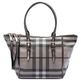 Salisbury Tote aus beschichteter Canvas Burberry Small Smoke Check beige