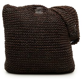 Borsa a tracolla Chanel CC in pelle di vitello lavorata a maglia marrone